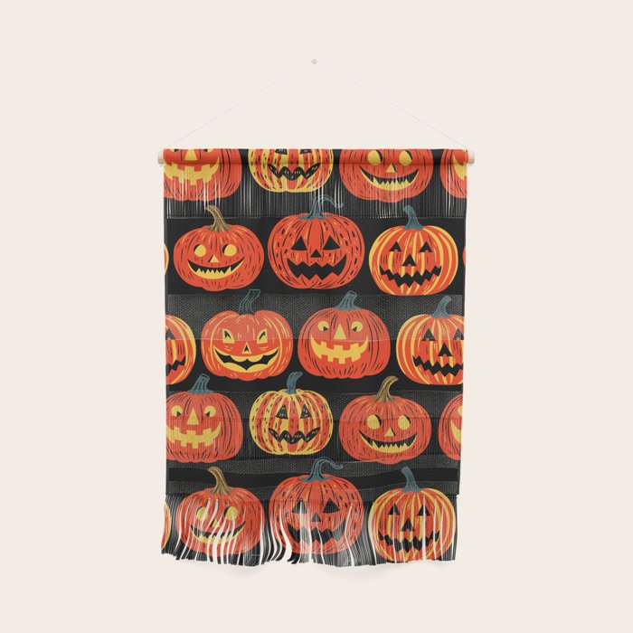 Halloween jack o lantern pumpkin cartoon pattern Wall Hanging Gallery Image 1