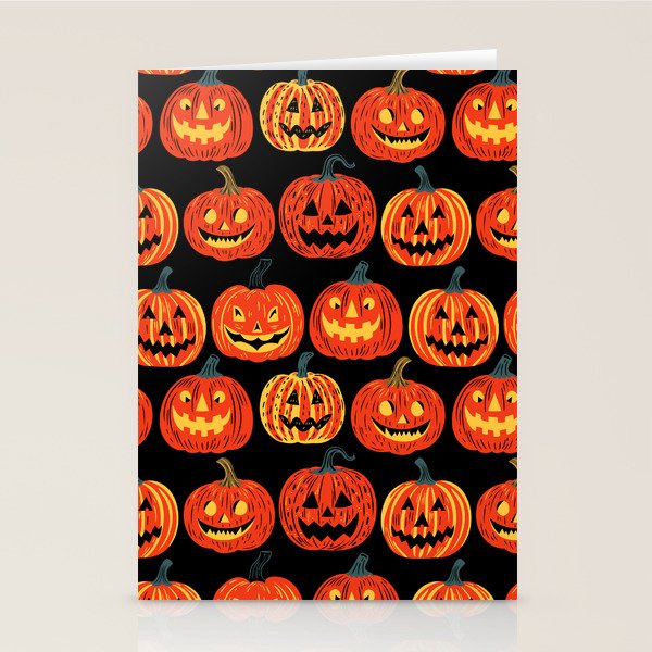 Halloween jack o lantern pumpkin cartoon pattern Stationery Card Gallery Image 2