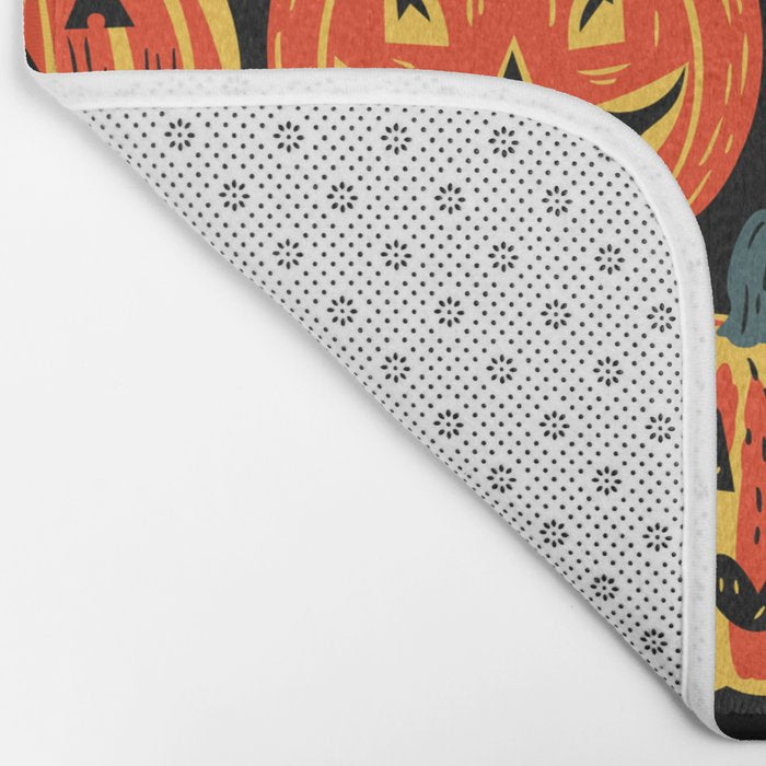 Halloween jack o lantern pumpkin cartoon pattern Bath Mat Gallery Image 2