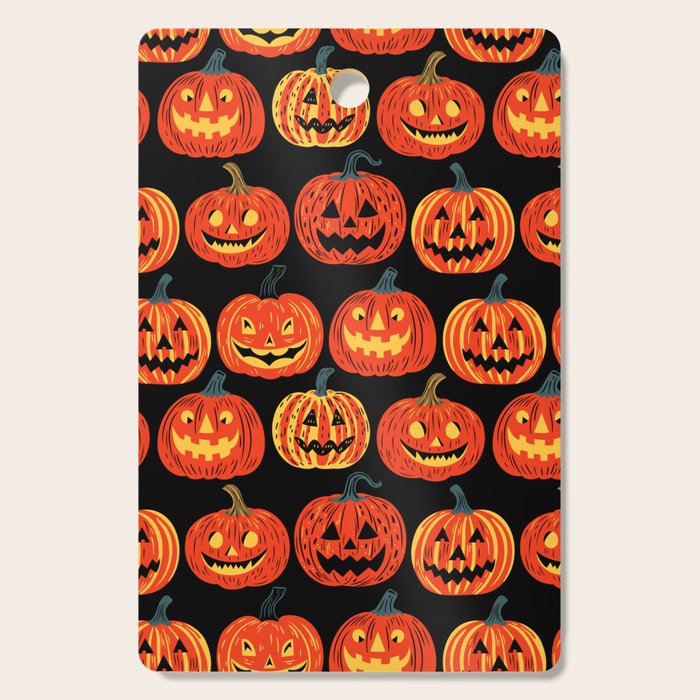 Halloween jack o lantern pumpkin cartoon pattern Cutting Board Gallery Image 1