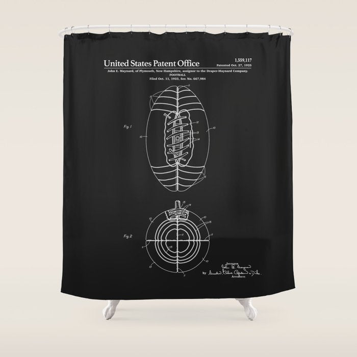 Football Patent - Black Shower Curtain Gallery Image 1