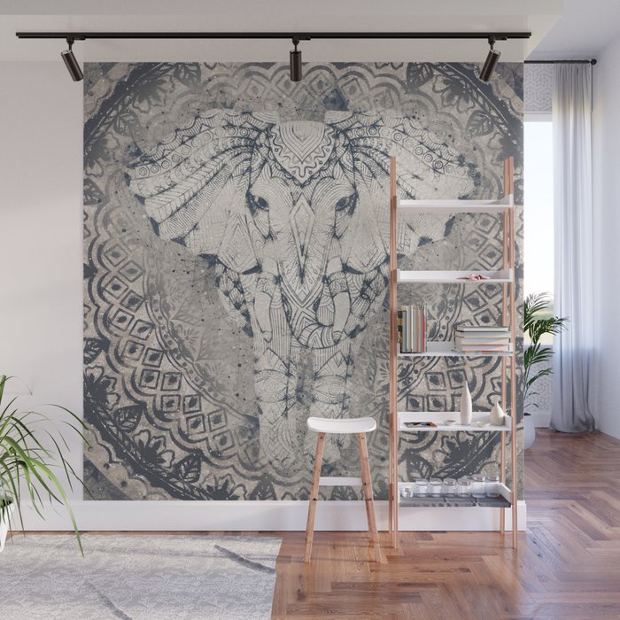 Indian Elephant Mandala Wall Mural Gallery Image 1