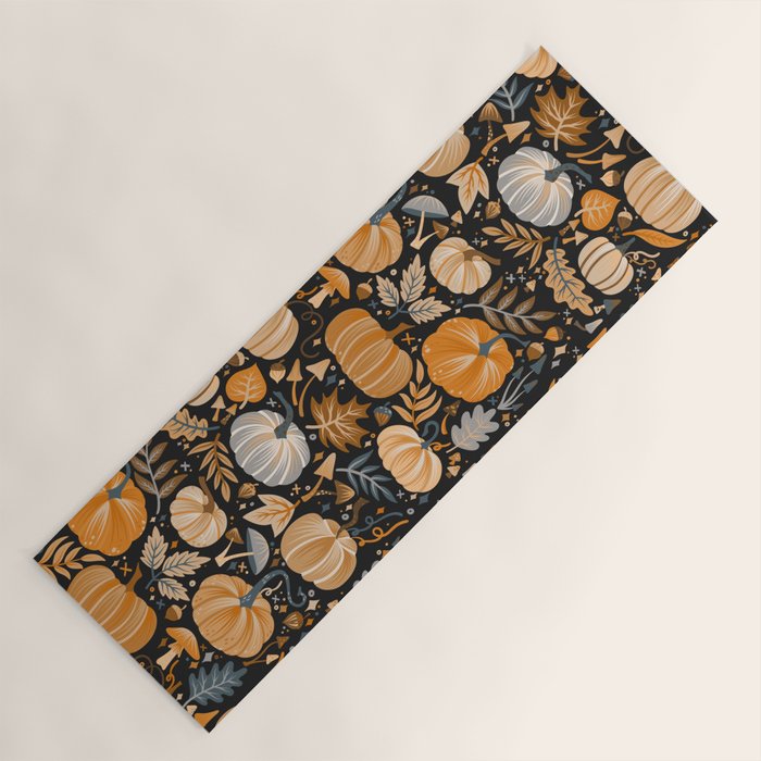 Pumpkin Confetti - Orange on Charcoal Yoga Mat Gallery Image 1