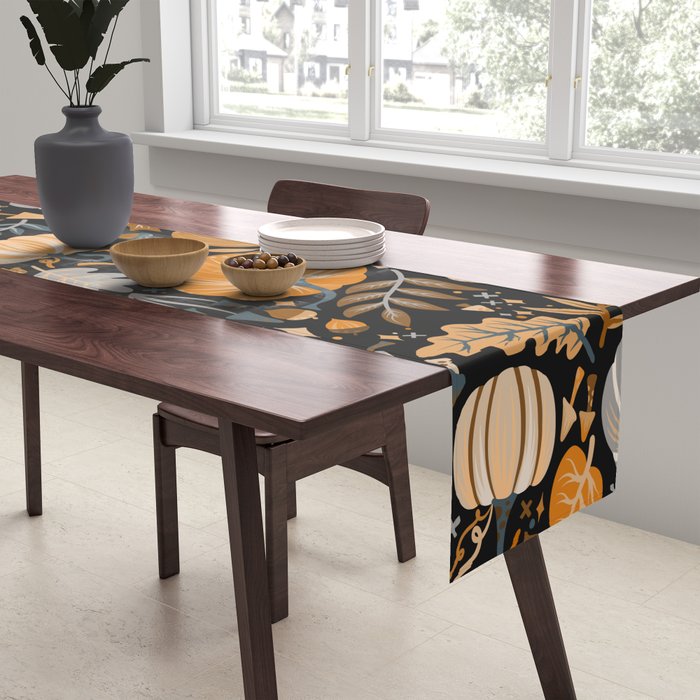Pumpkin Confetti - Orange on Charcoal Table Runner Gallery Image 2