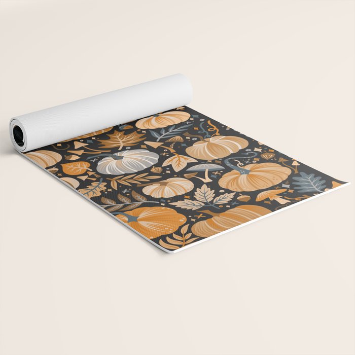 Pumpkin Confetti - Orange on Charcoal Yoga Mat Gallery Image 2