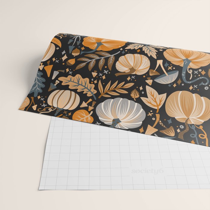 Pumpkin Confetti - Orange on Charcoal Wrapping Paper Gallery Image 2