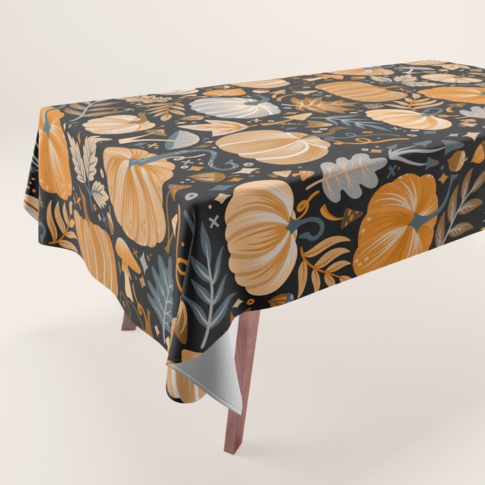 Pumpkin Confetti - Orange on Charcoal Tablecloth Gallery Image 1