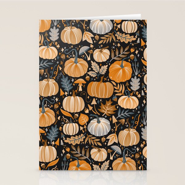 Pumpkin Confetti - Orange on Charcoal Stationery Card Gallery Image 2