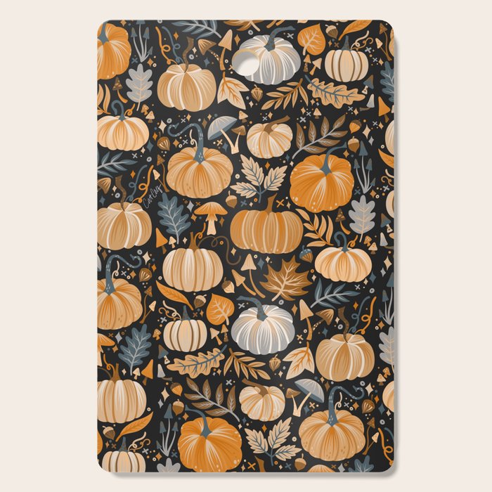 Pumpkin Confetti - Orange on Charcoal Cutting Board Gallery Image 1