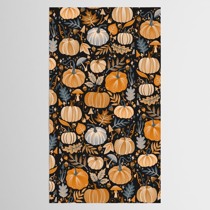 Pumpkin Confetti - Orange on Charcoal Tablecloth Gallery Image 2