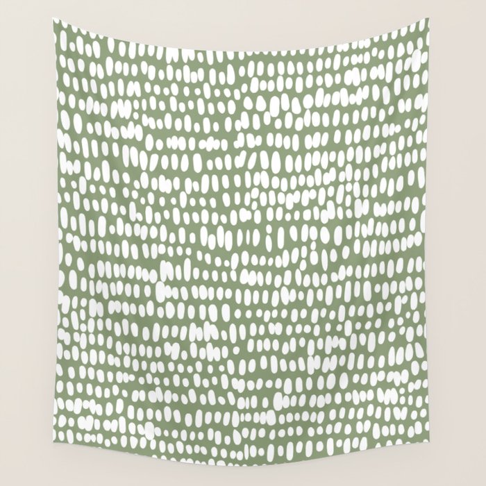Spotted Preppy Dots Abstract in Sage Green Wall Tapestry Gallery Image 4