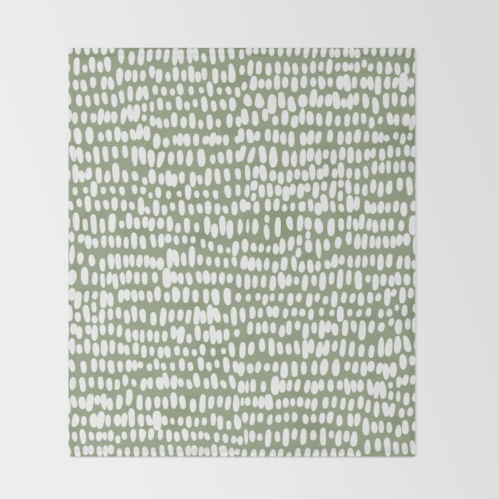 Spotted Preppy Dots Abstract in Sage Green Throw Blanket Gallery Image 2
