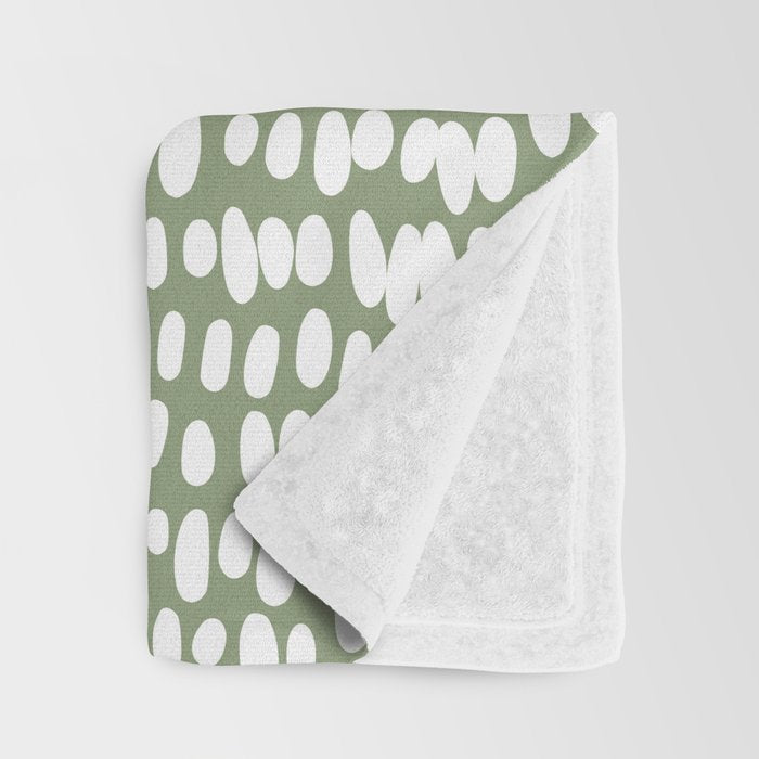 Spotted Preppy Dots Abstract in Sage Green Throw Blanket Gallery Image 3
