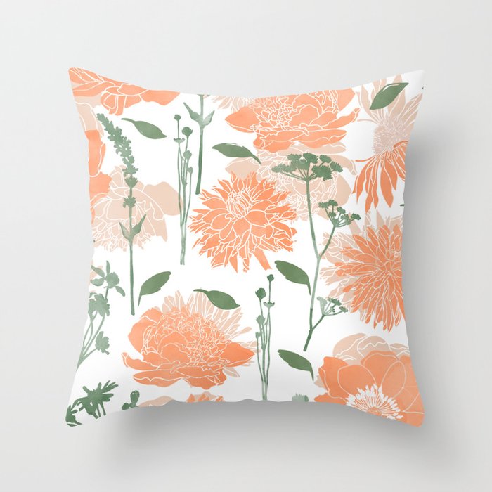Modern floral blooms PGM5 Throw Pillow Gallery Image 1