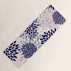 Abstract, Floral Prints, Navy Blue, Grey and Pink Yoga Mat Gallery Image 1