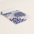 Abstract, Floral Prints, Navy Blue, Grey and Pink Yoga Mat Gallery Image 2