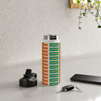 Mid Century Modern Block Stripes Vertical Pattern in Muted Retro Olive, Turquoise Teal, Mustard, Spiced Orange, and Beige  Water Bottle Gallery Image 4