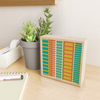 Mid Century Modern Block Stripes Vertical Pattern in Muted Retro Olive, Turquoise Teal, Mustard, Spiced Orange, and Beige  Mini Art Print Gallery Image 2