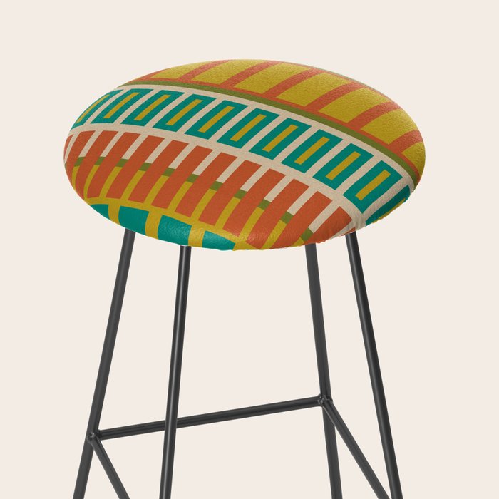 Mid Century Modern Block Stripes Vertical Pattern in Muted Retro Olive, Turquoise Teal, Mustard, Spiced Orange, and Beige  Stool Gallery Image 2
