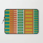 Mid Century Modern Block Stripes Vertical Pattern in Muted Retro Olive, Turquoise Teal, Mustard, Spiced Orange, and Beige  Laptop Sleeve Gallery Image 1