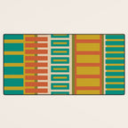Mid Century Modern Block Stripes Vertical Pattern in Muted Retro Olive, Turquoise Teal, Mustard, Spiced Orange, and Beige  Desk Mat Gallery Image 3