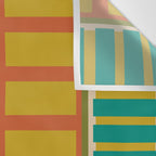 Mid Century Modern Block Stripes Vertical Pattern in Muted Retro Olive, Turquoise Teal, Mustard, Spiced Orange, and Beige  Wall Tapestry Gallery Image 3