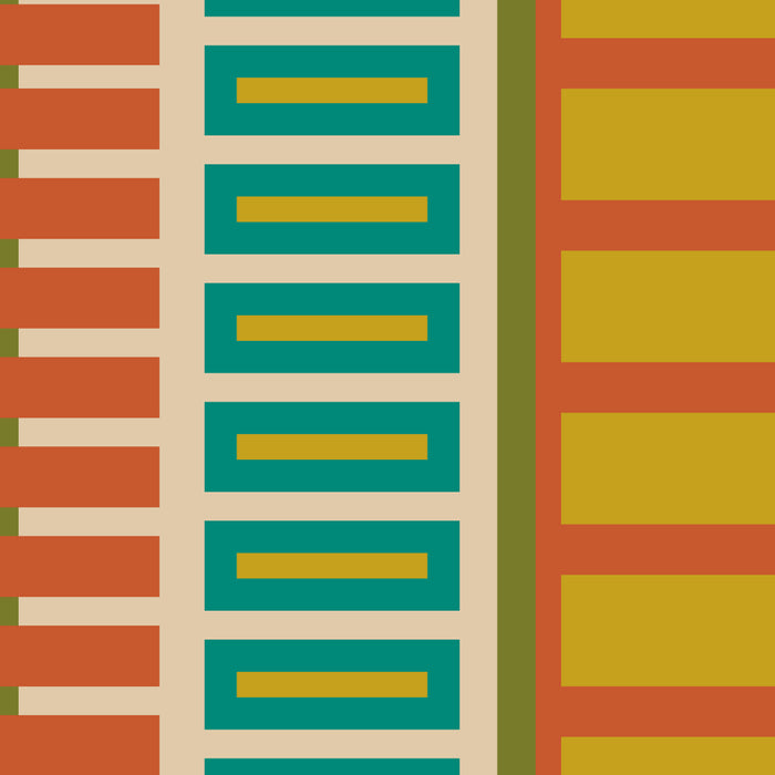 Mid Century Modern Block Stripes Vertical Pattern in Muted Retro Olive, Turquoise Teal, Mustard, Spiced Orange, and Beige  Coffee Mug Gallery Image 2