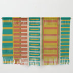 Mid Century Modern Block Stripes Vertical Pattern in Muted Retro Olive, Turquoise Teal, Mustard, Spiced Orange, and Beige  Wall Hanging Gallery Image 1