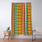 Mid Century Modern Block Stripes Vertical Pattern in Muted Retro Olive, Turquoise Teal, Mustard, Spiced Orange, and Beige  Window Curtain Gallery Image 5