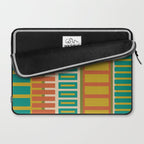 Mid Century Modern Block Stripes Vertical Pattern in Muted Retro Olive, Turquoise Teal, Mustard, Spiced Orange, and Beige  Laptop Sleeve Gallery Image 2