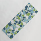 Terrazzo Mosaic Pattern, Teal Blue, Green, White Yoga Mat Gallery Image 1