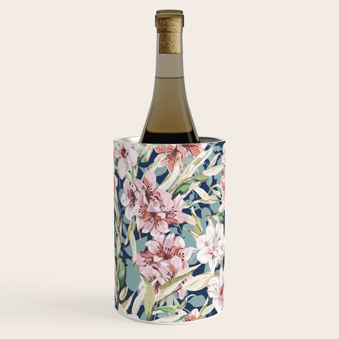 Birds in lush night garden flowers Wine Chiller Gallery Image 3