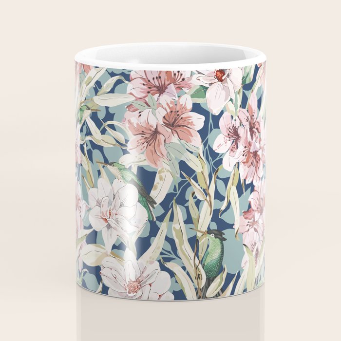 Birds in lush night garden flowers Coffee Mug Gallery Image 4
