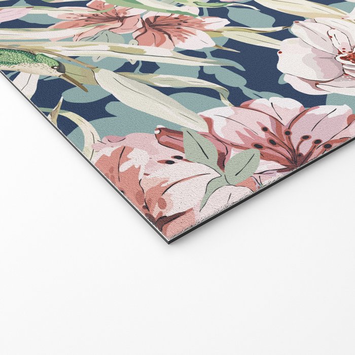 Birds in lush night garden flowers Welcome Mat Gallery Image 2