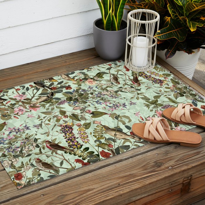 Floral and Birds X Outdoor Rug Gallery Image 2