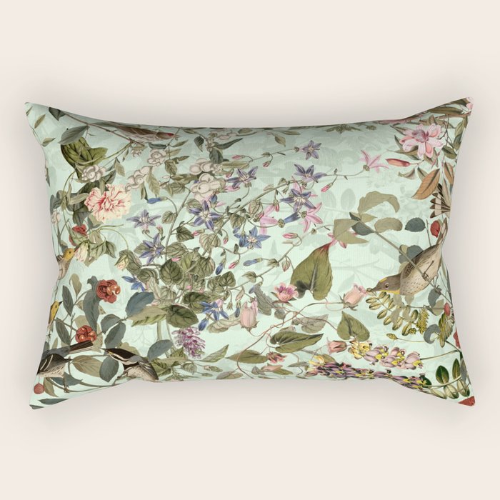 Floral and Birds X Rectangular Pillow Gallery Image 2