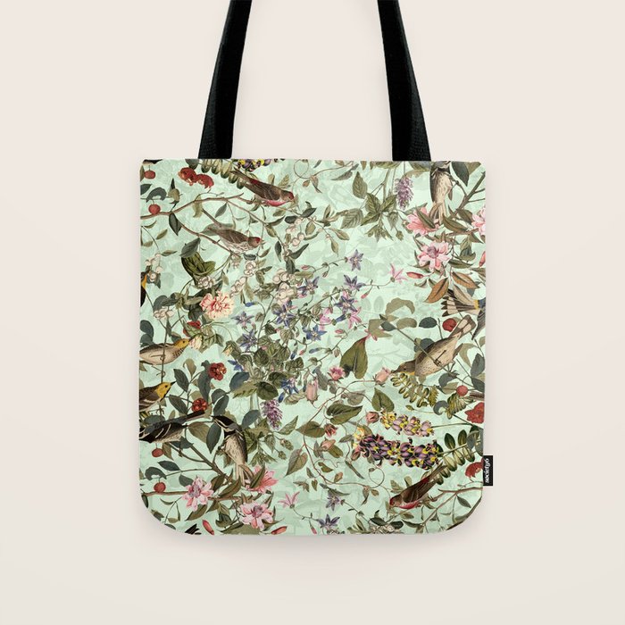 Floral and Birds X Tote Bag Gallery Image 1