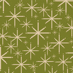 Retro Atomic Twinkling Starburst Pattern in Midcentury Modern Olive Green and Beige Coffee Mug Gallery Image 2