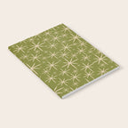 Retro Atomic Twinkling Starburst Pattern in Midcentury Modern Olive Green and Beige Notebook Gallery Image 2