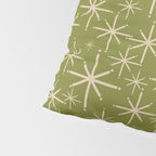 Retro Atomic Twinkling Starburst Pattern in Midcentury Modern Olive Green and Beige Pillow Sham Gallery Image 4