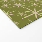 Retro Atomic Twinkling Starburst Pattern in Midcentury Modern Olive Green and Beige Welcome Mat Gallery Image 2