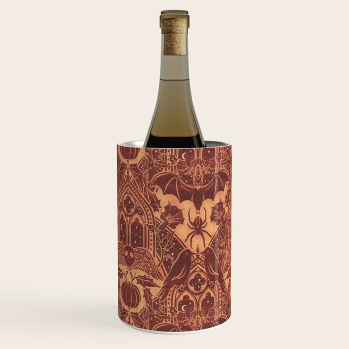 Gothic Halloween Damask - spiced pumpkin  Wine Chiller Gallery Image 2
