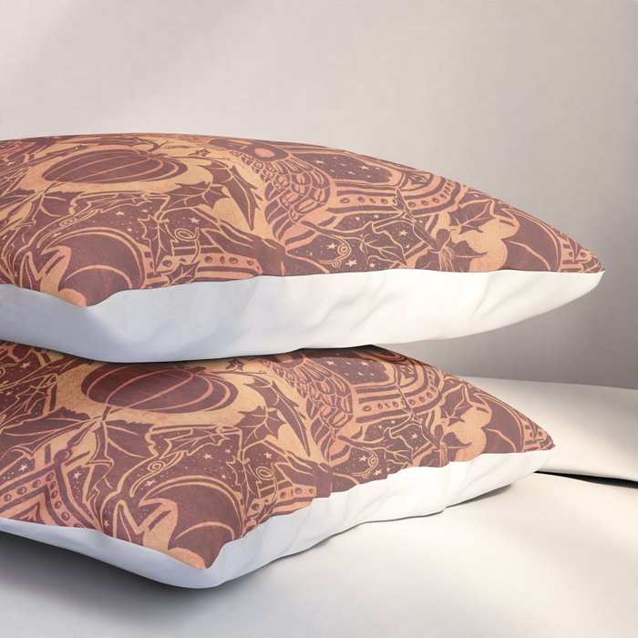 Gothic Halloween Damask - spiced pumpkin  Pillow Sham Gallery Image 3