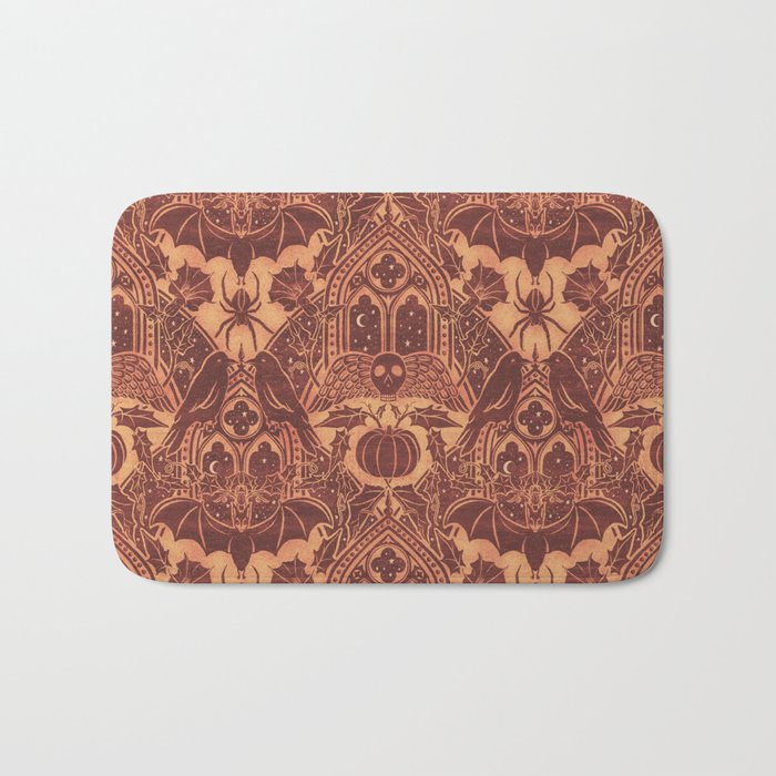 Gothic Halloween Damask - spiced pumpkin  Bath Mat Gallery Image 1