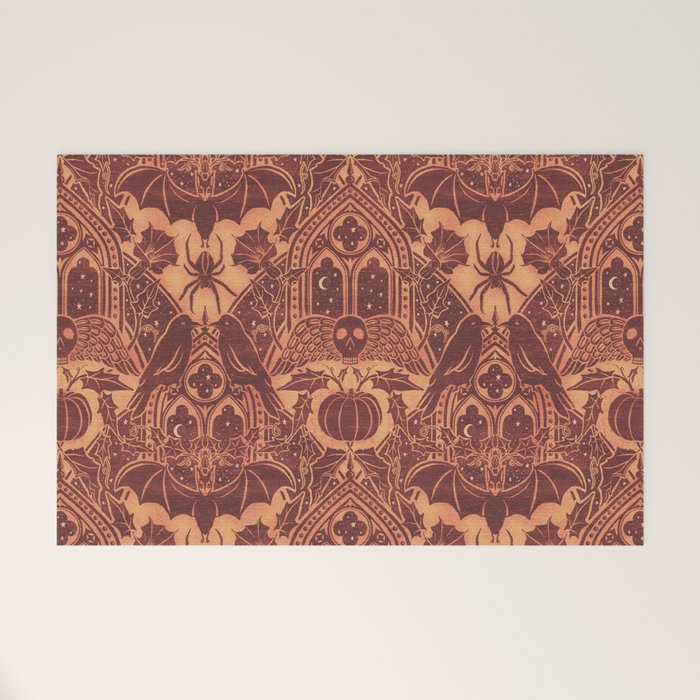 Gothic Halloween Damask - spiced pumpkin  Welcome Mat Gallery Image 1