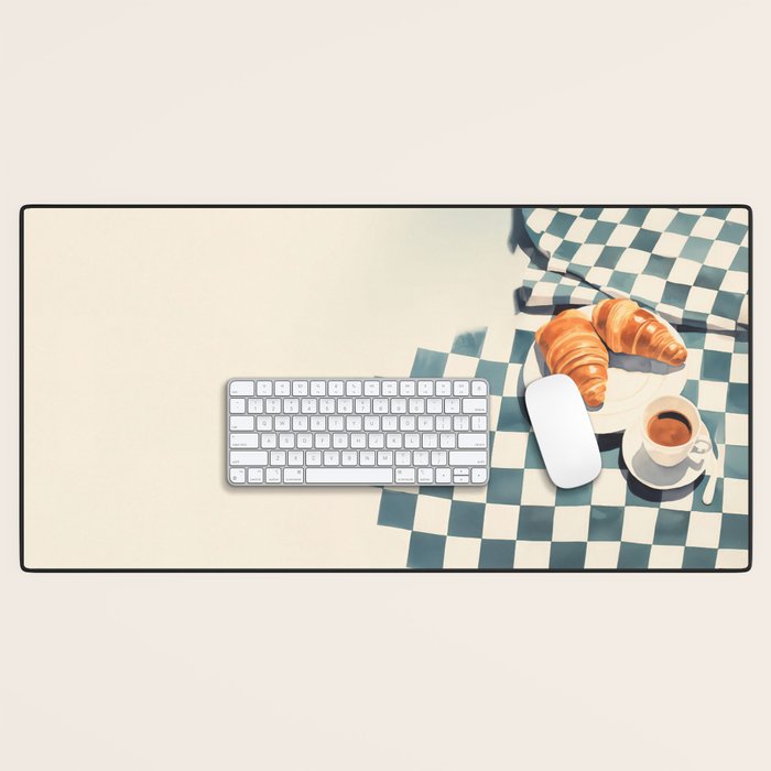 Morning Croissants and Coffee Bliss Desk Mat Gallery Image 1