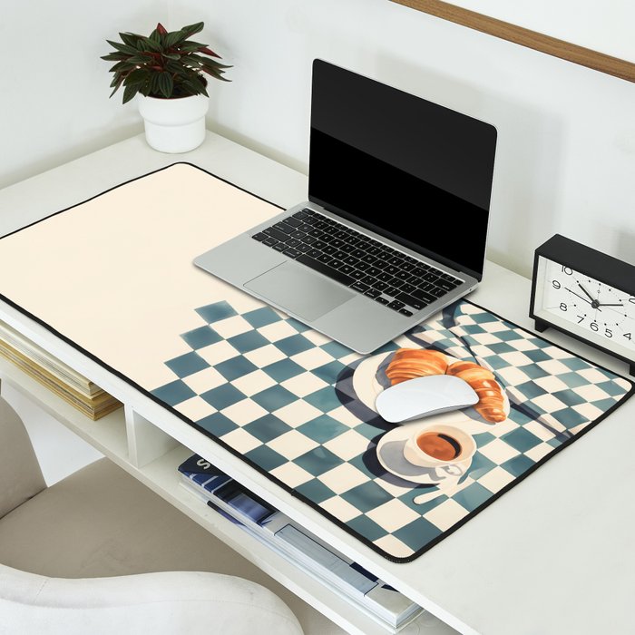 Morning Croissants and Coffee Bliss Desk Mat Gallery Image 2