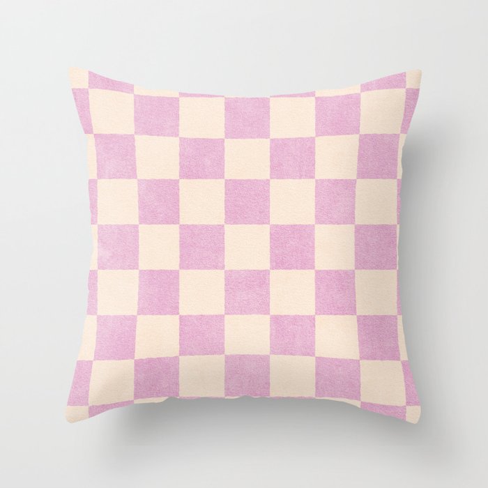 CHECKER - 001 - Rose Quartz Throw Pillow Gallery Image 1