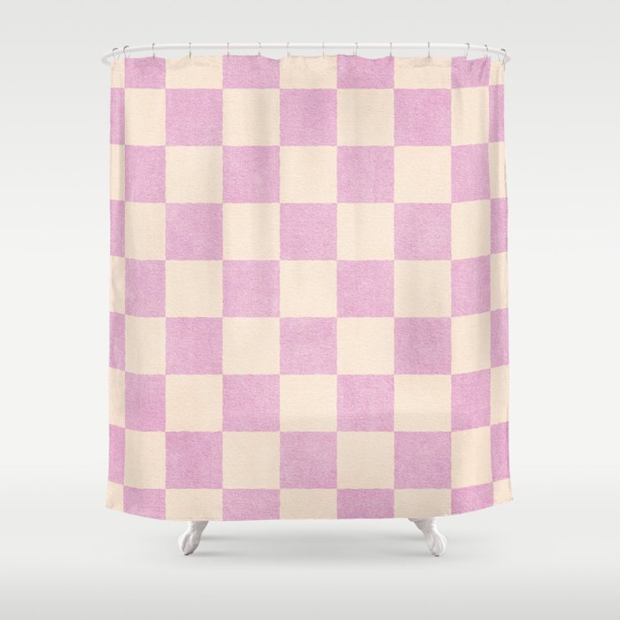 CHECKER - 001 - Rose Quartz Shower Curtain Gallery Image 1