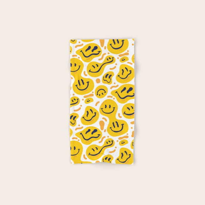 Yellow Dripping Smiley Faces Bath Towel Gallery Image 1